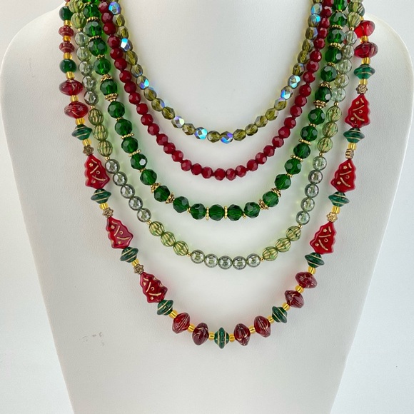 Dropped!  Handmade.  Holiday Color Crystal Necklaces. Christmas Gifts. - Picture 4 of 4
